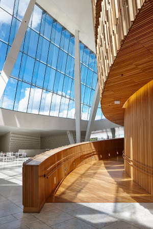 Norway. Oslo opera house building interior. Tourism travel visit. Verticalのeditorial素材