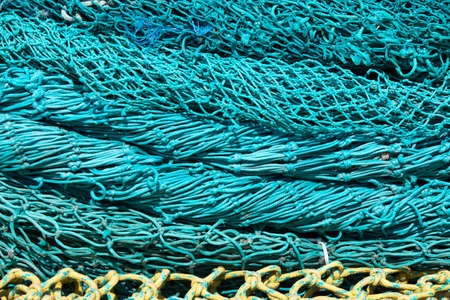 Fishing nets detail in green tone. Horizontal
