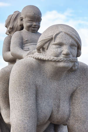 Norway, Oslo. Vigeland park sculpture woman and children. Travel tourism. Horizontalのeditorial素材