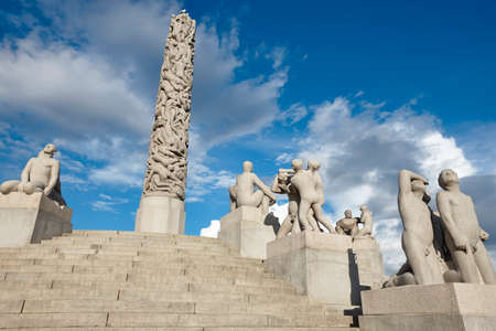 Norway, Oslo. Vigeland park stone sculptures. Travel tourism. Horizontalのeditorial素材