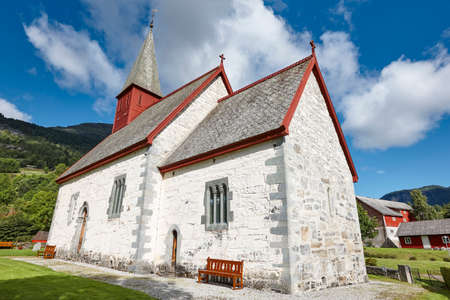 Traditional antique norwegian stone church. Luster. Travel Norway. Heritageの写真素材