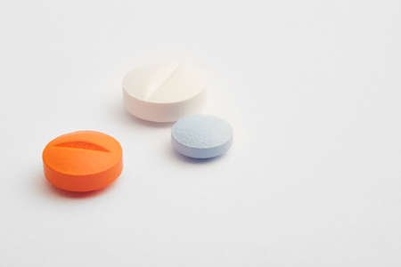 Pills over a whitee background. Medicament treatment. Health care photoの写真素材