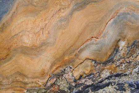 Mineral background. Folded quartzite stone macro detail. Geology gemstone. Horizontal