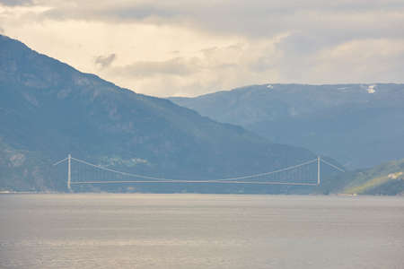 Norwegian fjord landscape. Hardanger bridge. Sorfjorden area. Visit Norway. Horizontalの写真素材