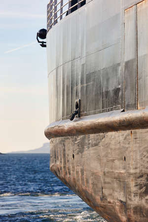 Ship detail sailing near the norwegian coast. Transportationの写真素材