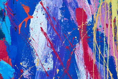 Multicolored vivid and textured gouache abstract background. Horizontalの写真素材