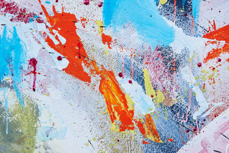 Multicolored vivid and textured gouache abstract background. Horizontalの写真素材