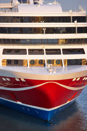 Cruise vessel bow anchored on the harbour. Holiday backgroundの写真素材