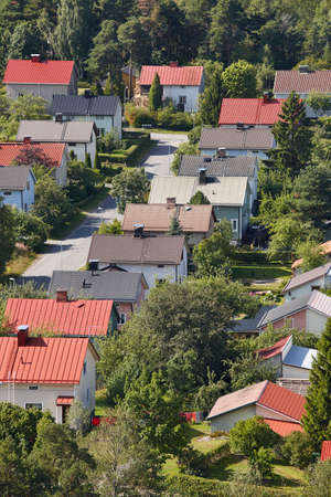 Traditional finnish town of Rauma from Torni viewpoint. Scenic Finlandの写真素材