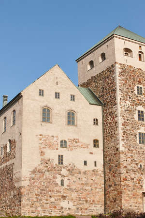 Turku castle fortification. Finland heritage. Medieval building. Verticalのeditorial素材