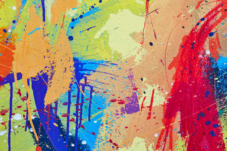 Multicolored vivid and textured gouache abstract background. Horizontalの写真素材