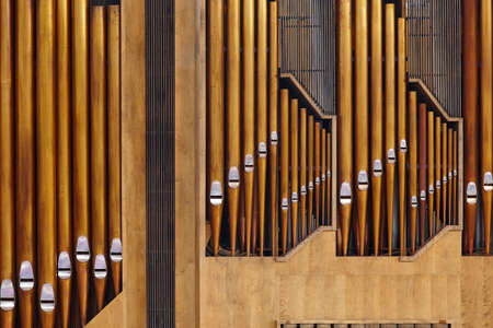 Organ pipe detail on Helsinki rock church. Temppeliaukio. Finland
