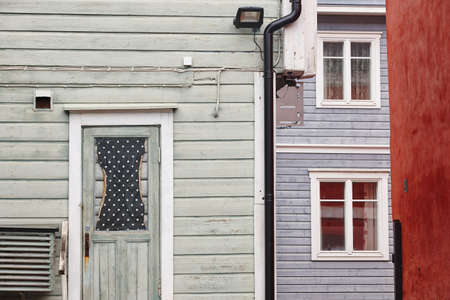 Traditional colored wooden houses in Porvoo old town. Finlandの写真素材
