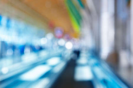 Airport terminal corridor indoor out of focus. Horizontal backgroundの写真素材
