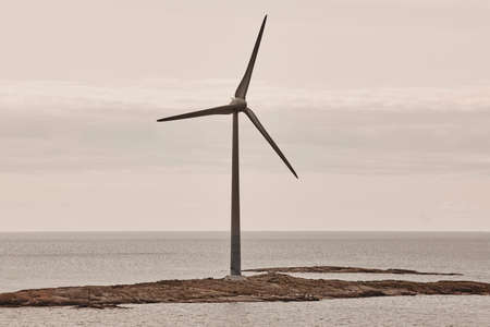Wind turbines in the baltic sea. Renewable energy. Finland seascape