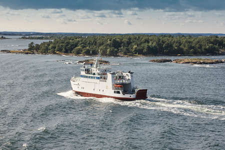 Cruise vessel on the baltic sea. Aland island coastline. Finland tourismの写真素材
