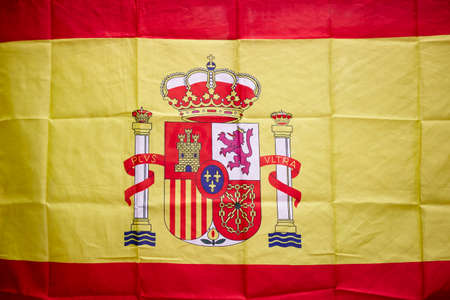 Spanish flag with shield and royal crown. Constitutional monarchy. Identityの写真素材