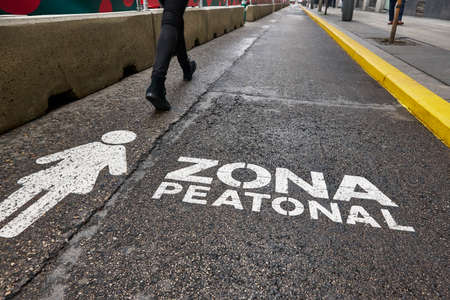 Pedestrian street on a city center. No pollution. Healthy lifestyleの写真素材