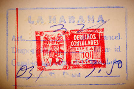Antique spanish stamps with postmarks. Vintage historic philately. Postal. Hobbyのeditorial素材