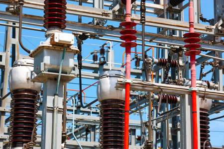 Power station structure detail. Energy plant. Electrical production. High voltageのeditorial素材