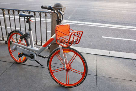 Urban electric battery bikes in the city. Eco transport