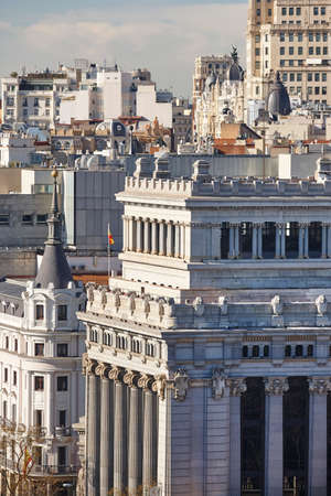 Madrid skyline city center. Downtown traditional buildings. Travel in Spainの写真素材
