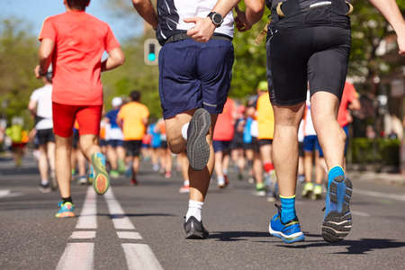 Marathon runners on the street. Healthy lifestyle. Athlete enduranceの写真素材