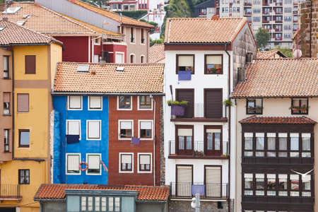 Traditional picturesque colorful buildings village of Bermeo. Basque country. Spainの写真素材