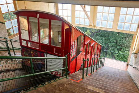 Traditional picturesque cable car in Monte Igueldo, Donostia. Travel Spain