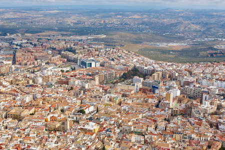 Jaen aerial view. Traditional town in Andalucia. Spanish cultural heritage