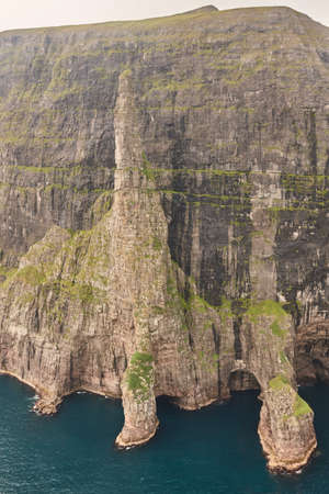 Stack in Faroe islands, Sandavagur. Trollkonufingur in Vagar island coastline.の写真素材