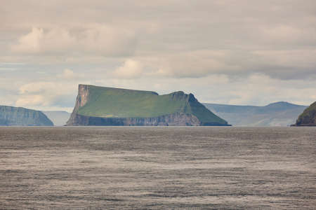 Stora Dimun dramatic island in Faroe archipelago. North atlantic oceanの写真素材