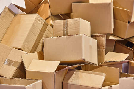 Several cardboard boxes ready to be recycled. Sustainable environmentの写真素材