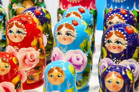 Traditional handmade colorful russian doll matrioshka set. Russian souvenirの写真素材