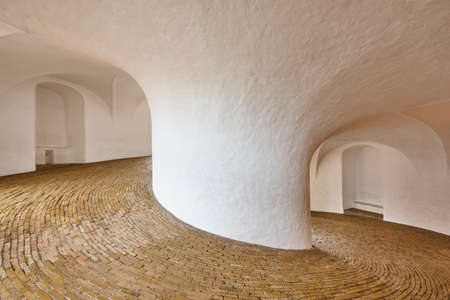Round tower passage in Copenhaguen city center. Denmark landmark towerのeditorial素材