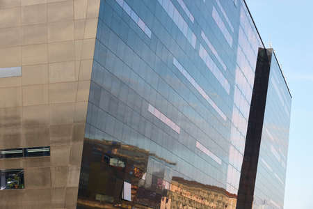 Black diamond modern building library facade in Copenhagen center. Denmark