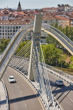 Ourense modern milenio bridge and miÃ±o river. Tourism in Spainの写真素材