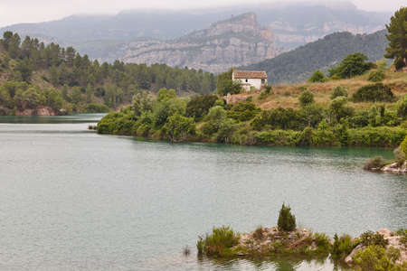 Reservoir landscape in Cortes de Pallas area. Valencia, Spain