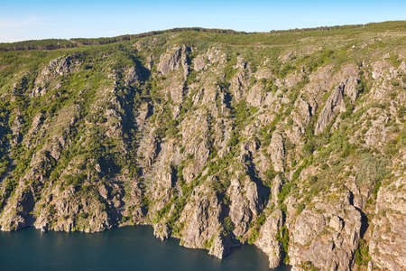 Ribeira sacra panoramic landscape. Pedome viewpoint, river Sil canyon. Spain