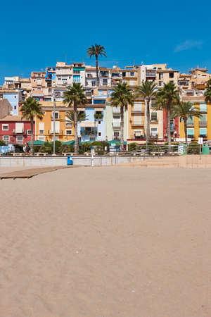 Traditional mediterranean village of Villajoyosa. Colorful facades. Alicante, Spain