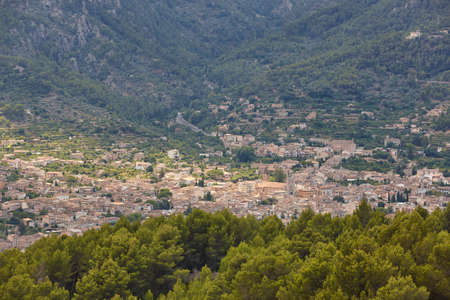 Picturesque town of Soller in Mallorca island. Tramuntana mountain range
