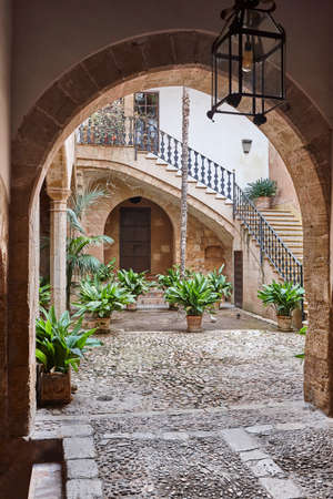 Traditional mallorcan patio in Palma de Mallorca. Balearic islands. Spainの写真素材
