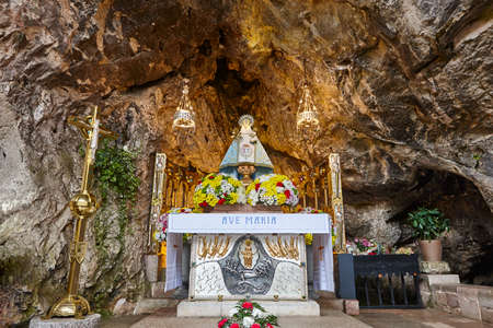 Virgin of Covadonga cave sanctuary. Asturias landmark. Picos Europa. Spainの写真素材