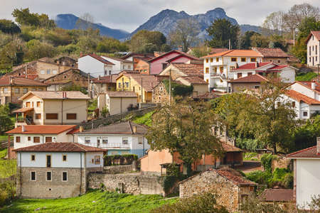 Picturesque rural traditional mountain village in Asturias. Asiegu, Spainの写真素材