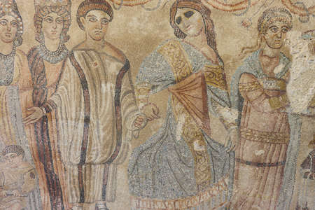 Roman mosaics in Nohales archaeological site. Cuenca landmark, Spainの写真素材