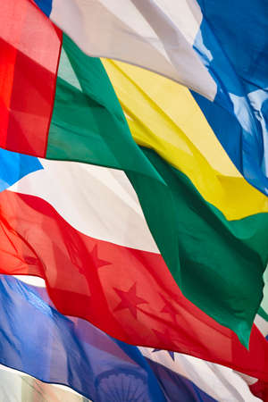 Flags of the word waving in the wind. Nation emblemsの写真素材