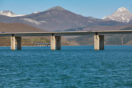 Dam and mountain landscape in Riano village. Castilla Leon. Spainの写真素材