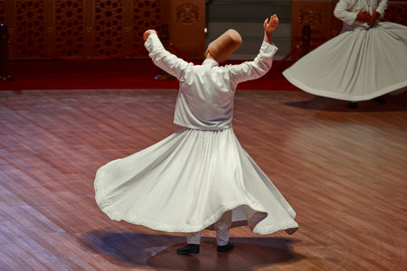 Dervish spirituality traditional ceremony in Mevlana culture center. Konya, Turkeyのeditorial素材