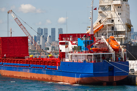 Comercial seaport. Bosphorus strait in Istanbul. Turkey