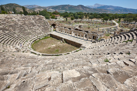 Archeological site of Aphrodisias. Amphitheatre. Hellenistic and roman art. Turkeyの写真素材